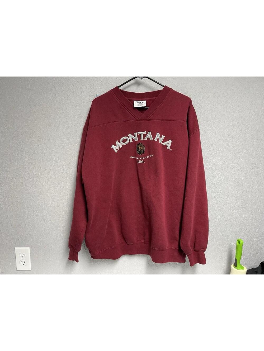 VTG Lee Sport Montana  Grizzlies V Neck Sweatshirt Size XL￼